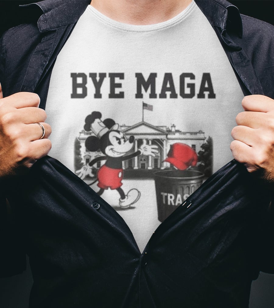 Bye Maga Trash Mickey Mouse Political Satire T-Shirt