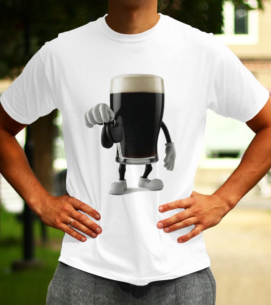 Guinness Beer Pint Holding Car Keys T-Shirt