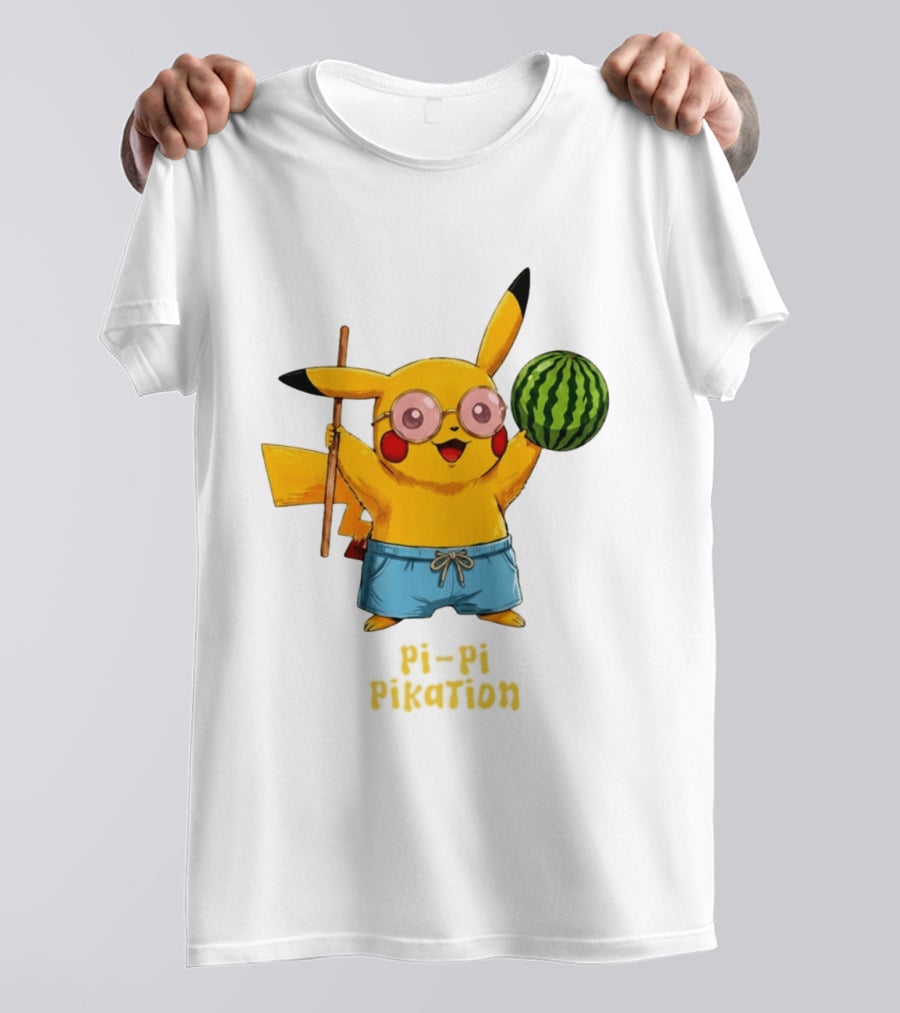 Pikachu Watermelon Summer Pi Pi Pikation Cute Sunglasses Beach T-Shirt