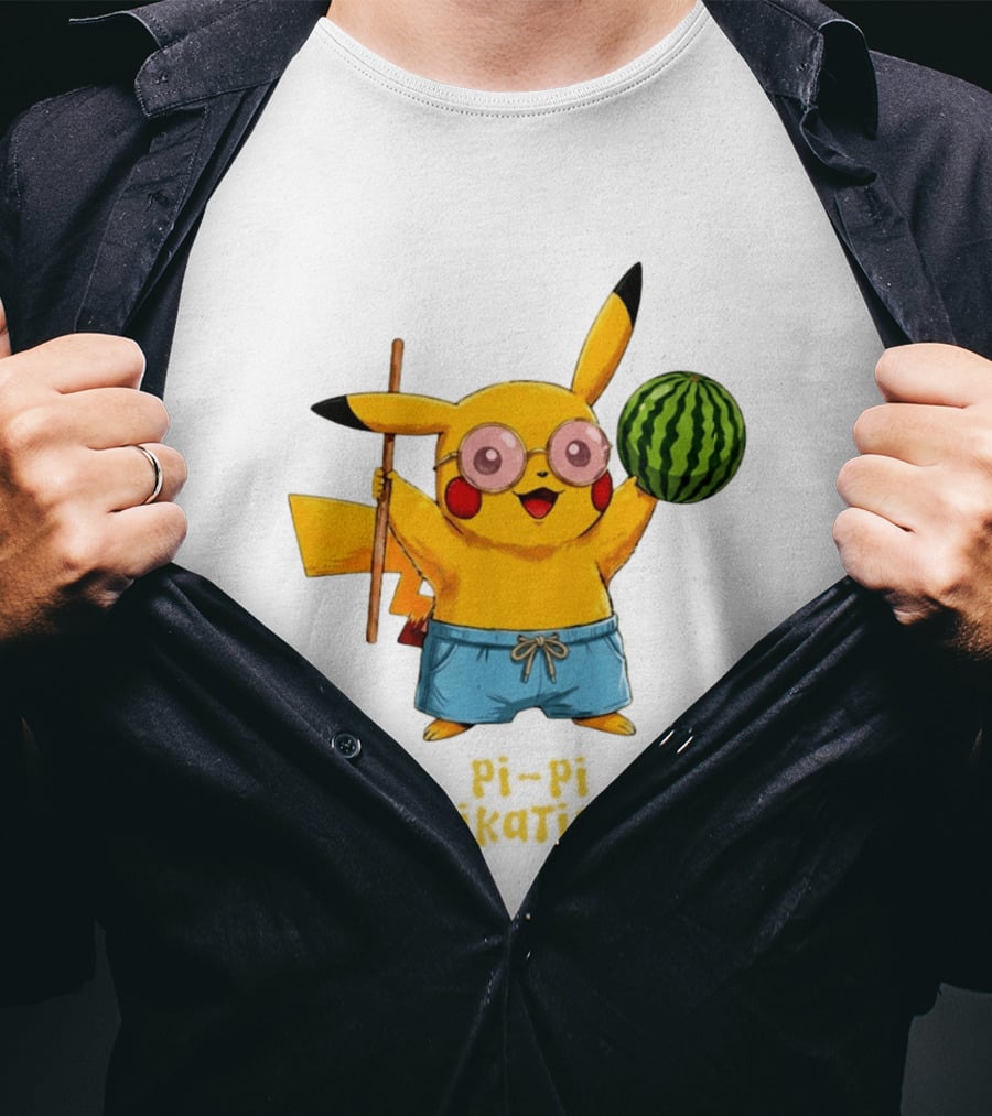 Pikachu Watermelon Summer Pi Pi Pikation Cute Sunglasses Beach T-Shirt