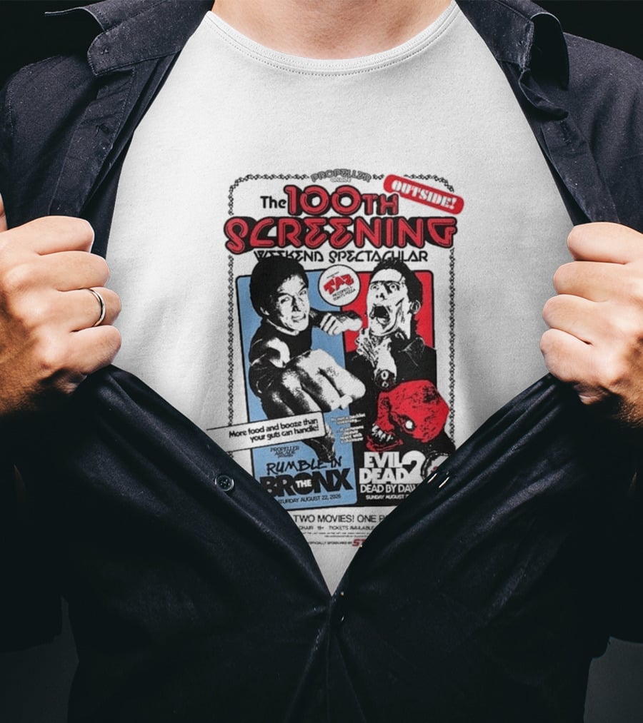 Propeller Arcade 100th Screening Weekend Spectacular Rumble In The Bronx August 22 2026 Evil Dead 2 T-Shirt