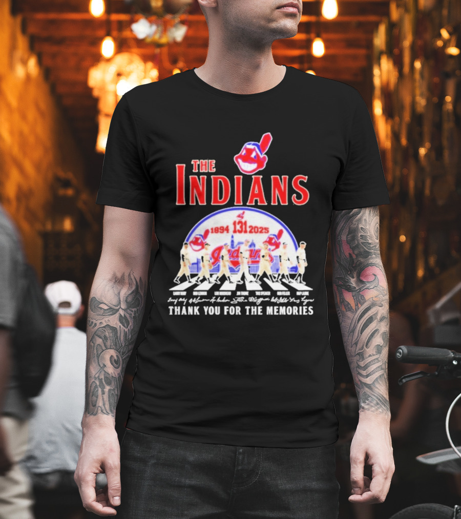 The Cleveland Indians 131st Anniversary 1894 2025 Thank You For The Memories Abbey Road Signatures T-Shirt