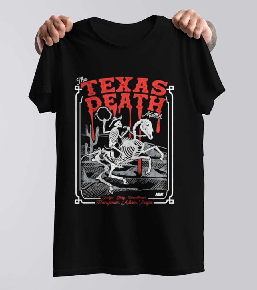 The Texas Death Match Skeleton Riding Wild Desert Scene T-Shirt