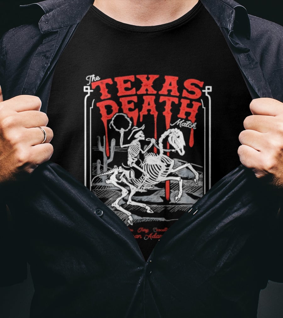 The Texas Death Match Skeleton Riding Wild Desert Scene T-Shirt
