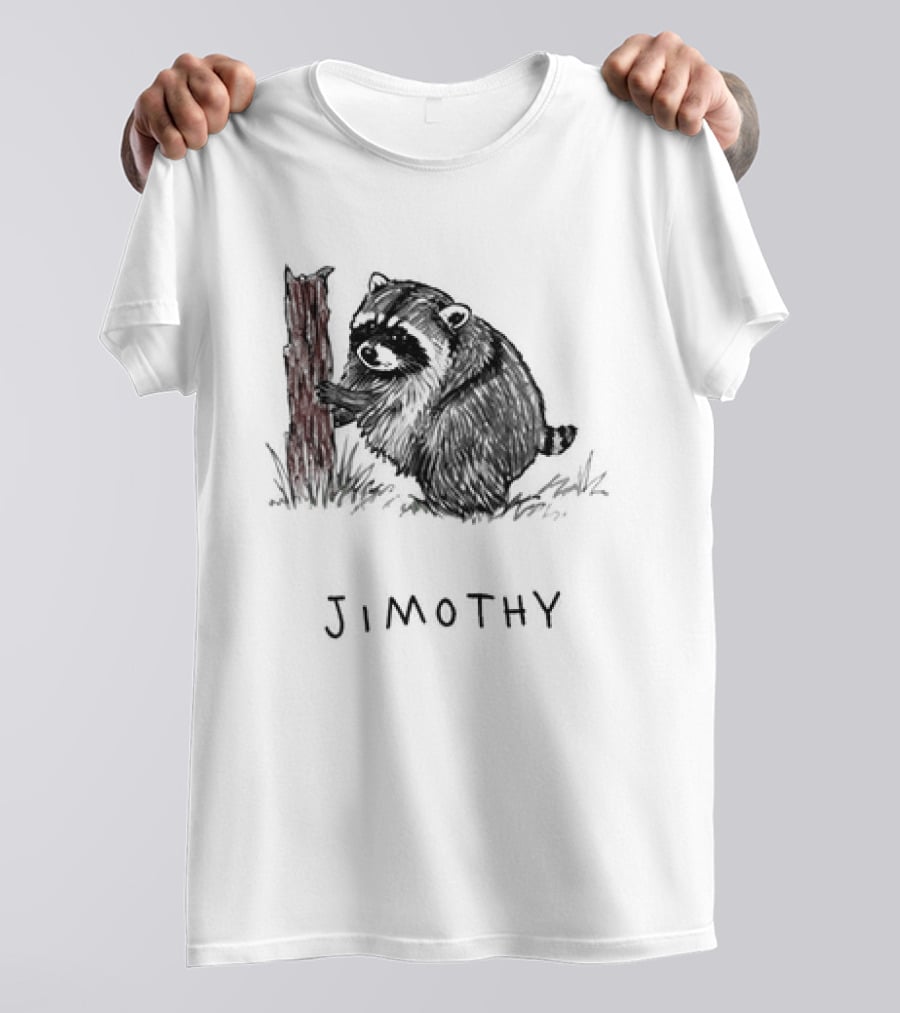 Jimothy Raccoon Hugging Tree Drawing T-Shirt