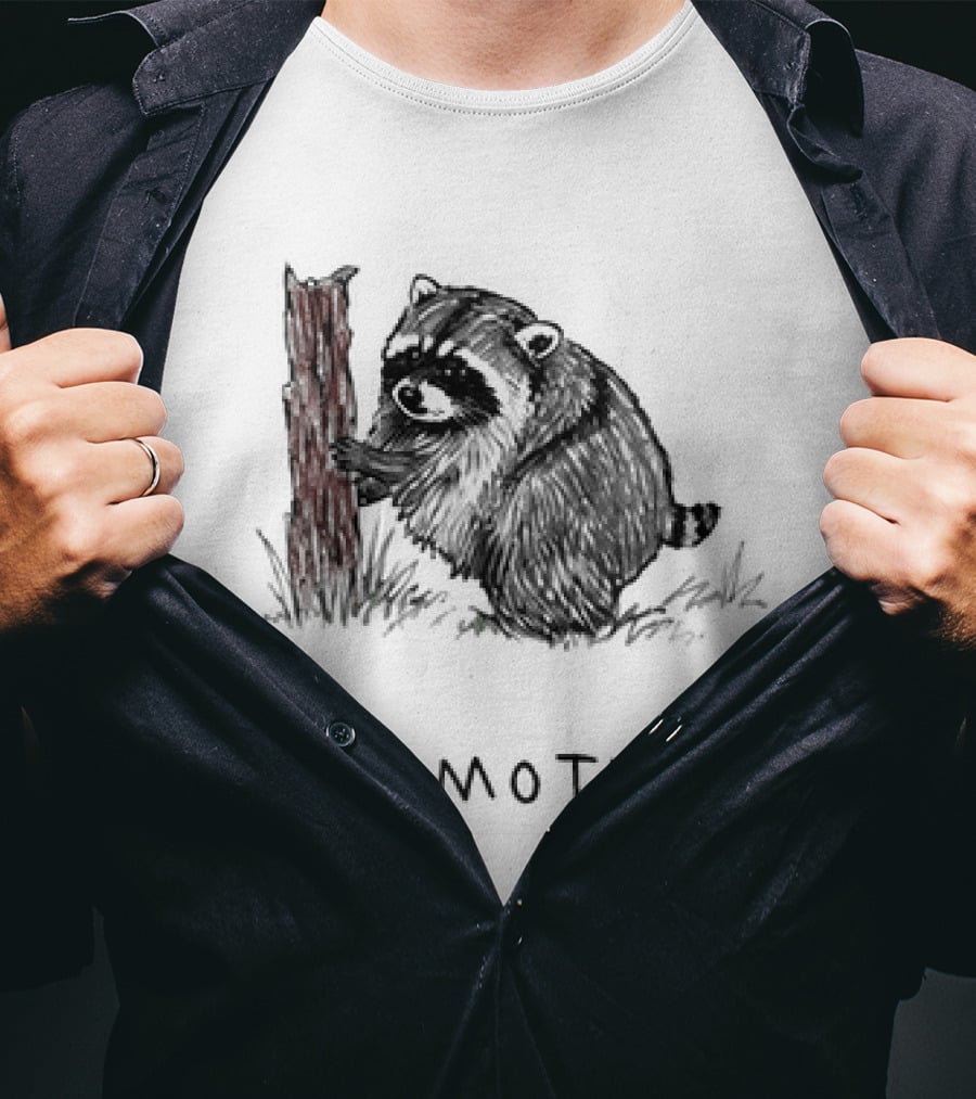 Jimothy Raccoon Hugging Tree Drawing T-Shirt