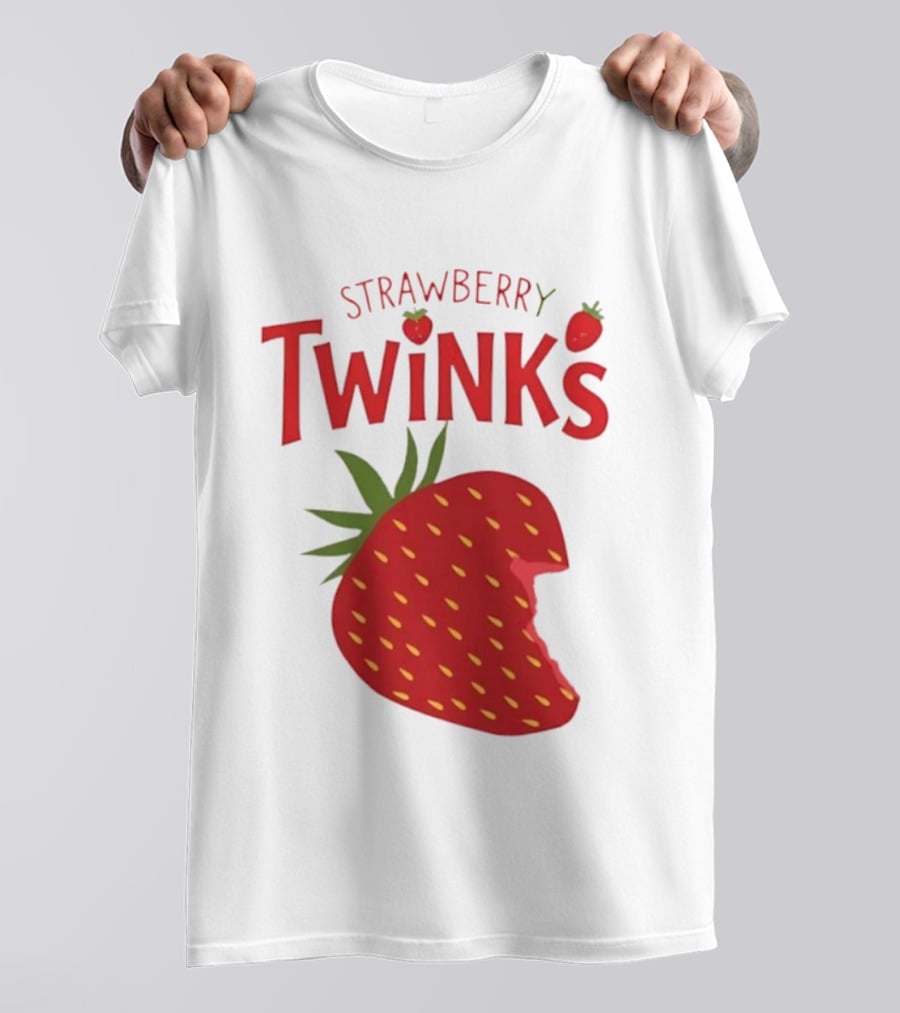 Strawberry Twinks With Bitten Strawberry Motif T-Shirt