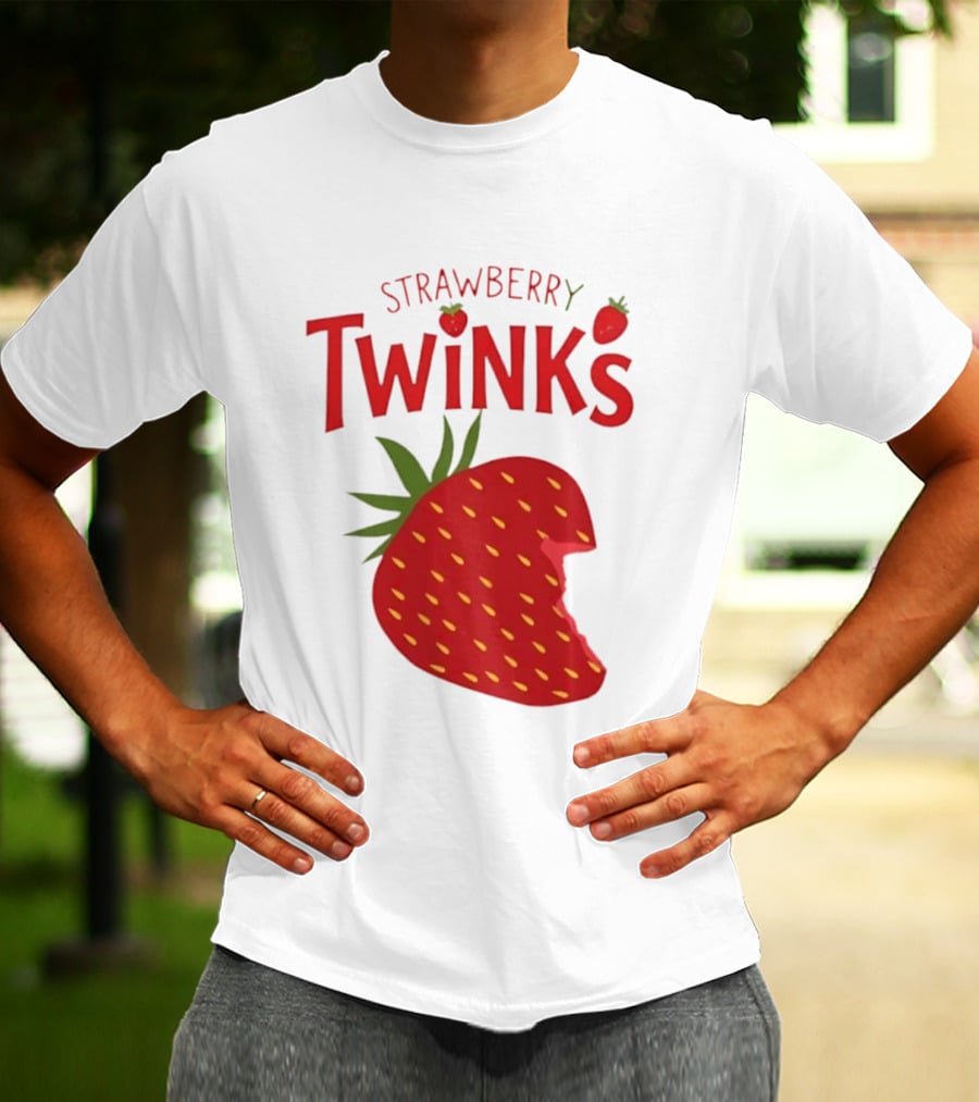 Strawberry Twinks With Bitten Strawberry Motif T-Shirt