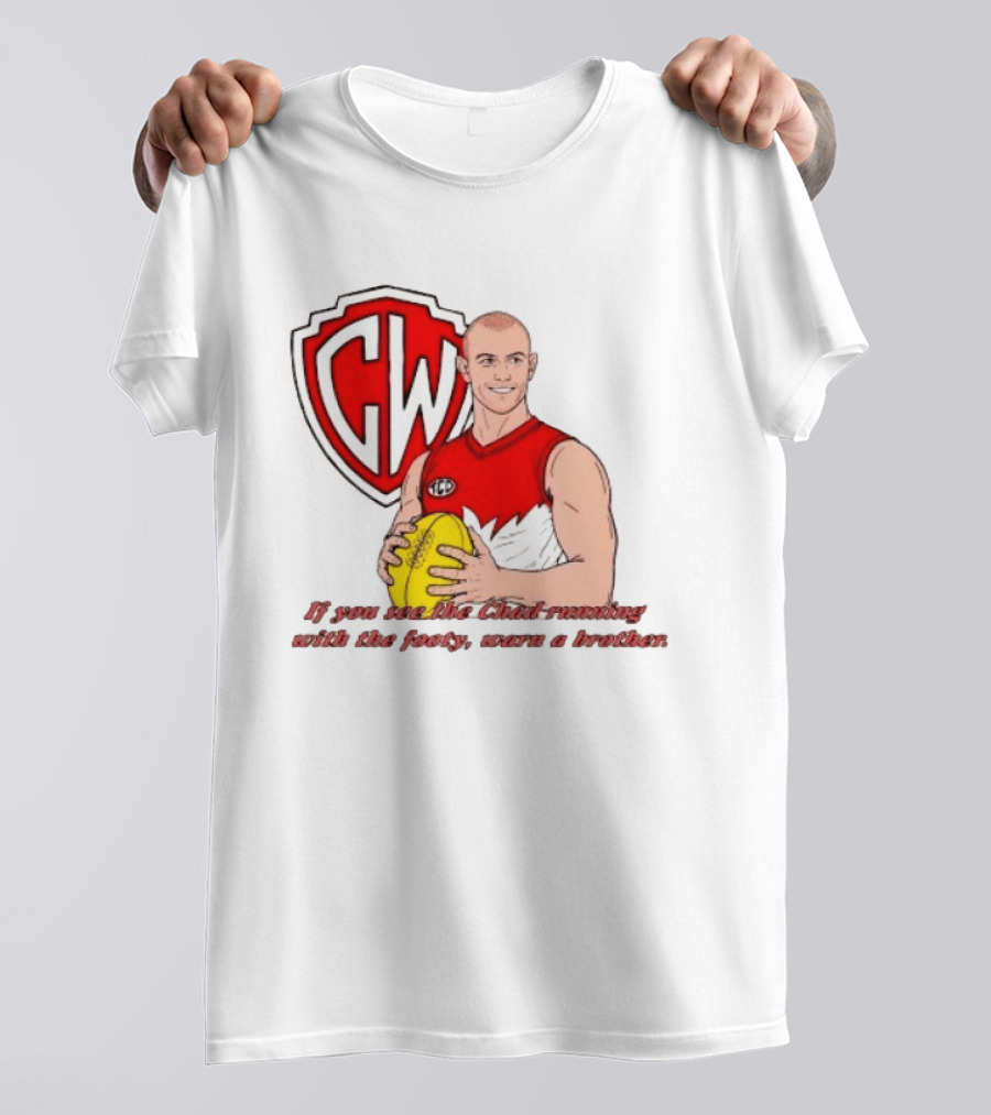 The Chad Running Footy Warn A Brother CW AFL T-Shirt