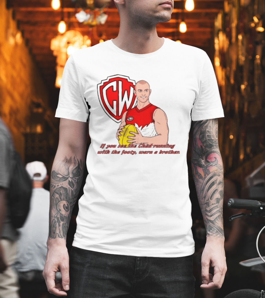 The Chad Running Footy Warn A Brother CW AFL T-Shirt