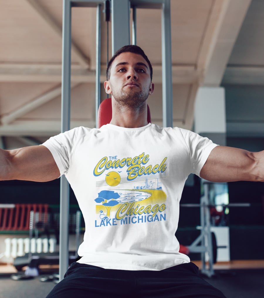 The Concrete Beach Sun Illustration Chicago Lake Michigan T-Shirt