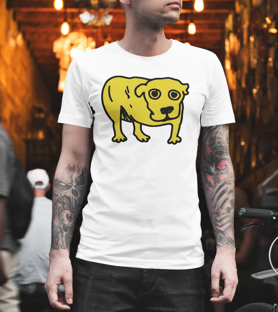Tripod Aic Dog Drawing Yellow T-Shirt