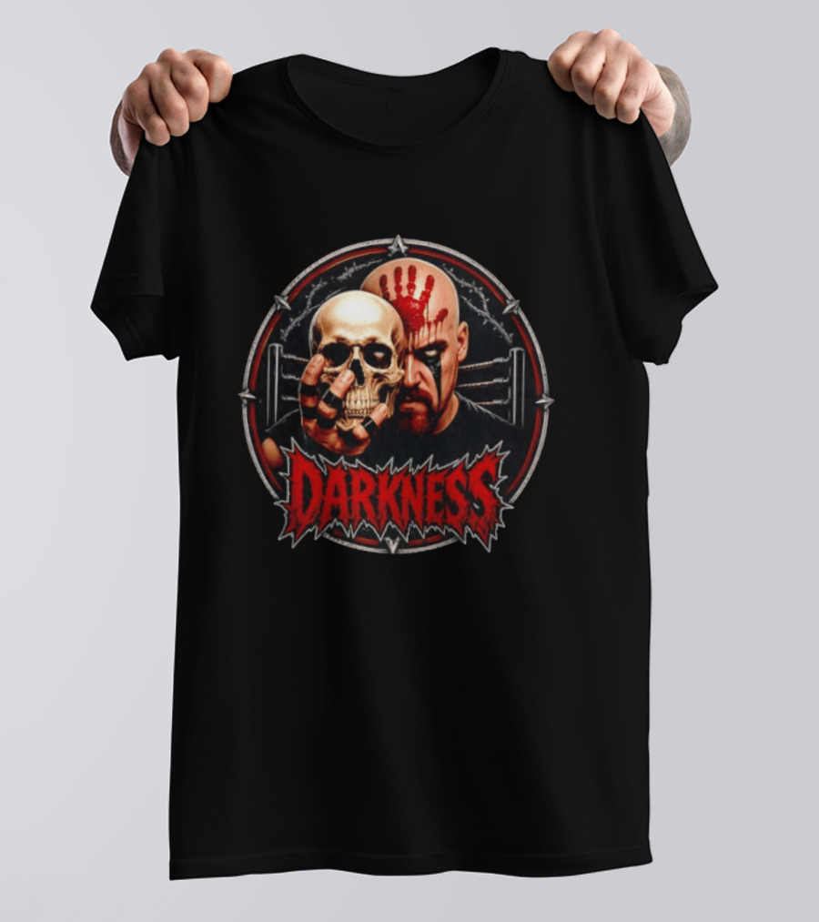Darkness Skull Face Paint Handprint Barbed Wire Circle T-Shirt