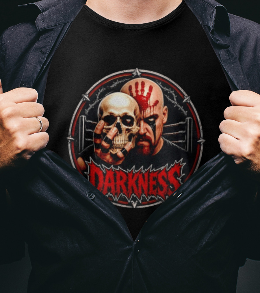 Darkness Skull Face Paint Handprint Barbed Wire Circle T-Shirt