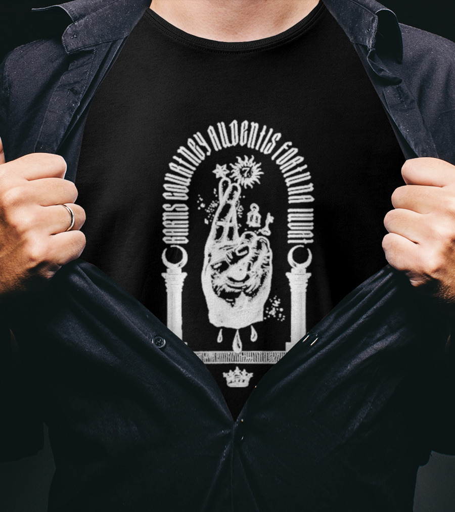 Barns Courtney Audentis Fortuna Iuvat Hand Symbol With Columns T-Shirt