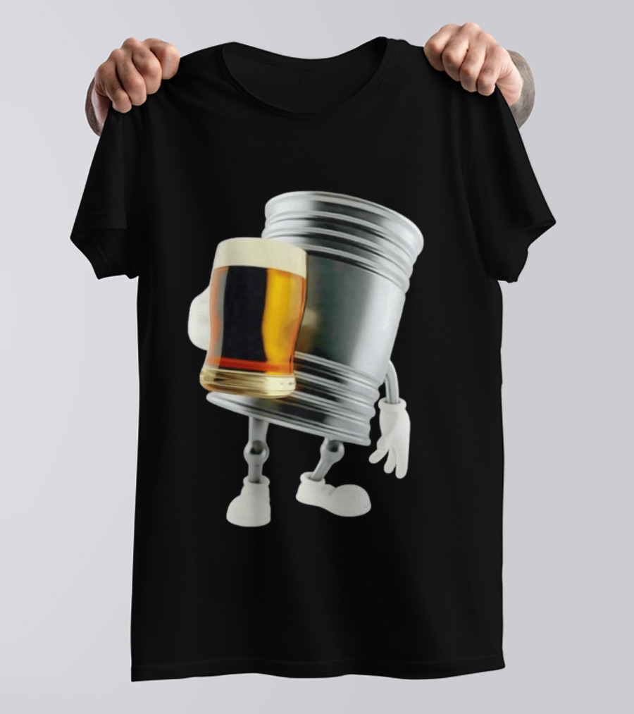 Beer Keg Holding Glass Character Meme T-Shirt