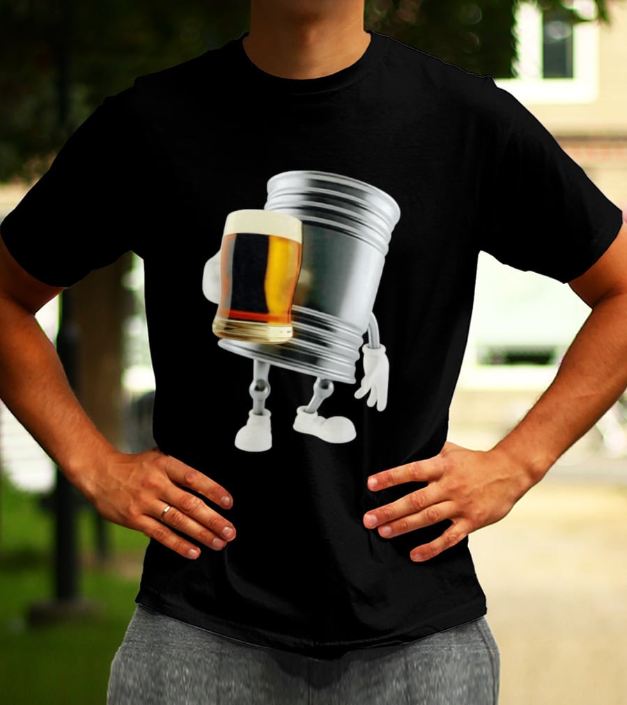Beer Keg Holding Glass Character Meme T-Shirt