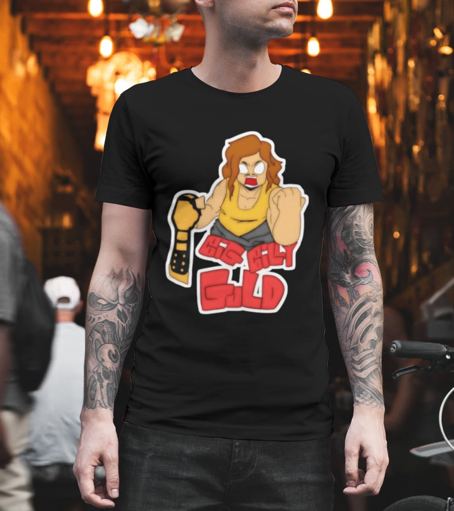 Big Billy Gold Wrestling Champion Belt Bold Cartoon T-Shirt