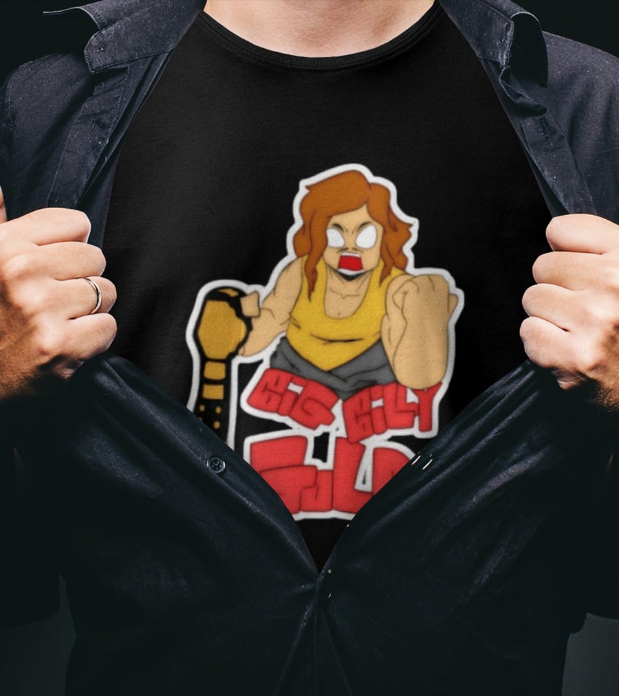 Big Billy Gold Wrestling Champion Belt Bold Cartoon T-Shirt