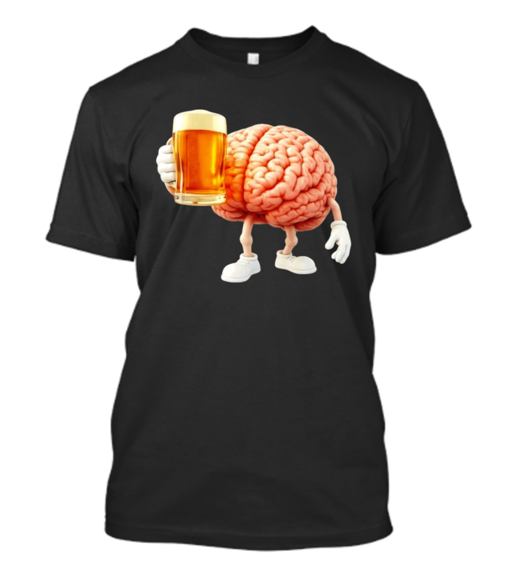 Brain Holding A Beer Drinking Anatomy Fun Humor T-Shirt