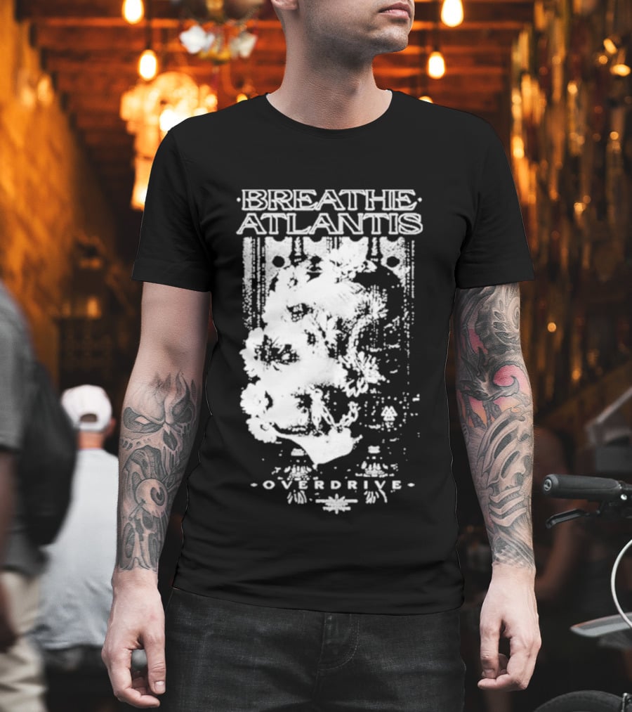 Breathe Atlantis Overdrive White Text And Skull T-Shirt