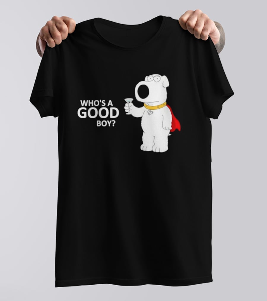 Brian Griffin Who's A Good Boy Family Guy Red Cape Martini T-Shirt