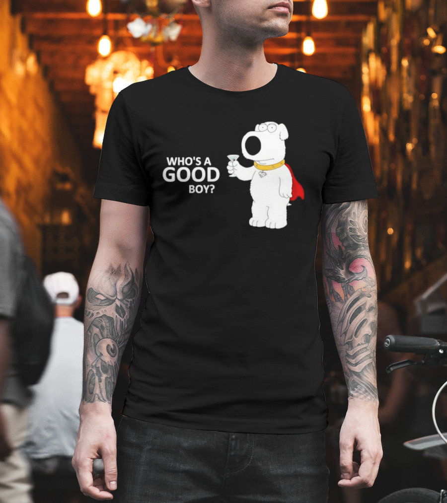 Brian Griffin Who's A Good Boy Family Guy Red Cape Martini T-Shirt