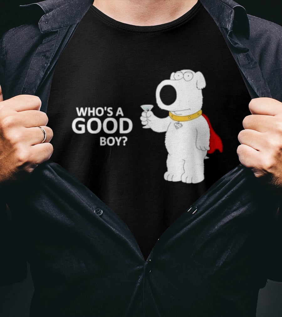 Brian Griffin Who's A Good Boy Family Guy Red Cape Martini T-Shirt