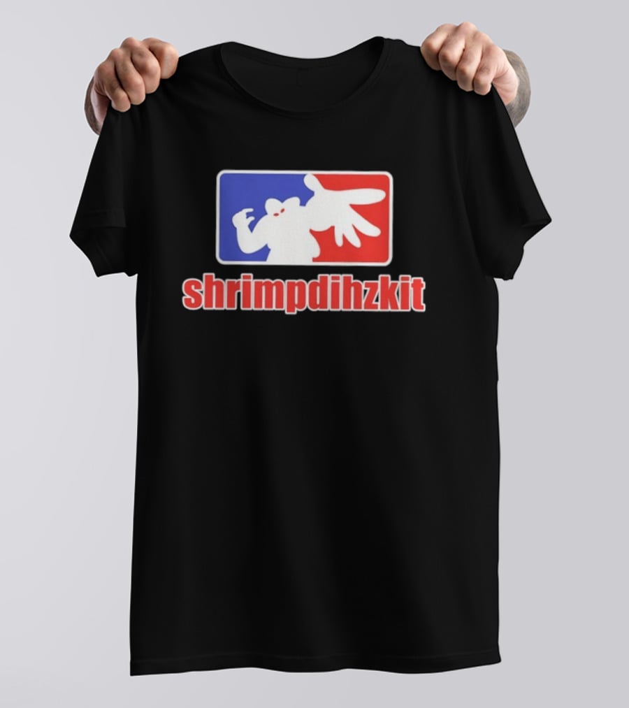 Shrimpdihzkit NBA Style Branding Parody Red White Blue T-Shirt
