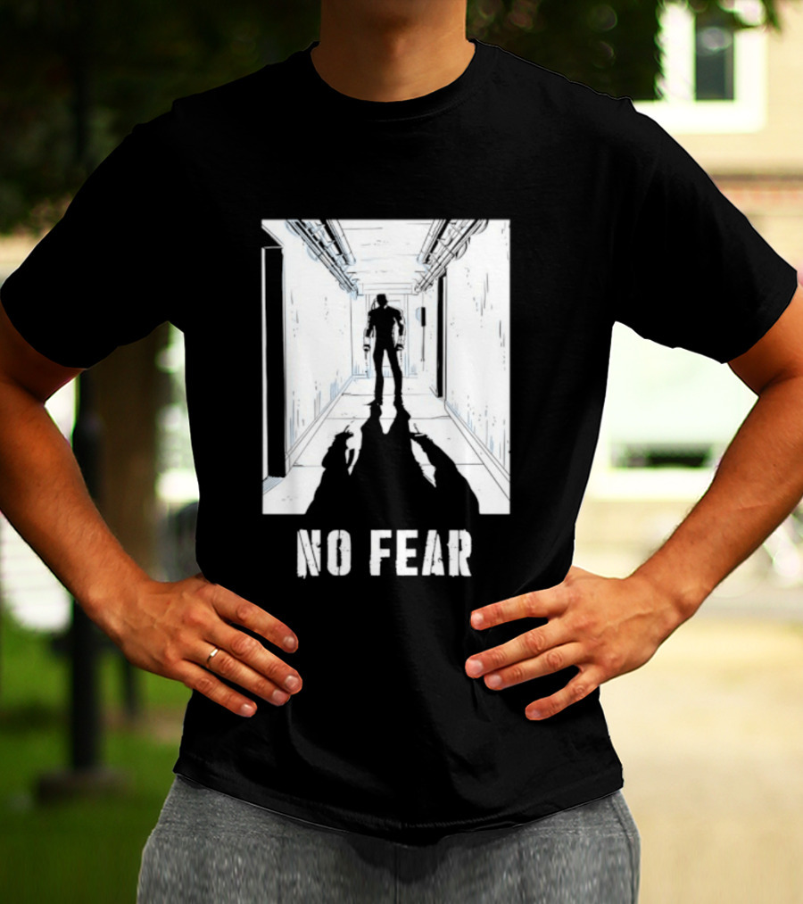 No Fear Courage Motivation Silhouette In Corridor T-Shirt