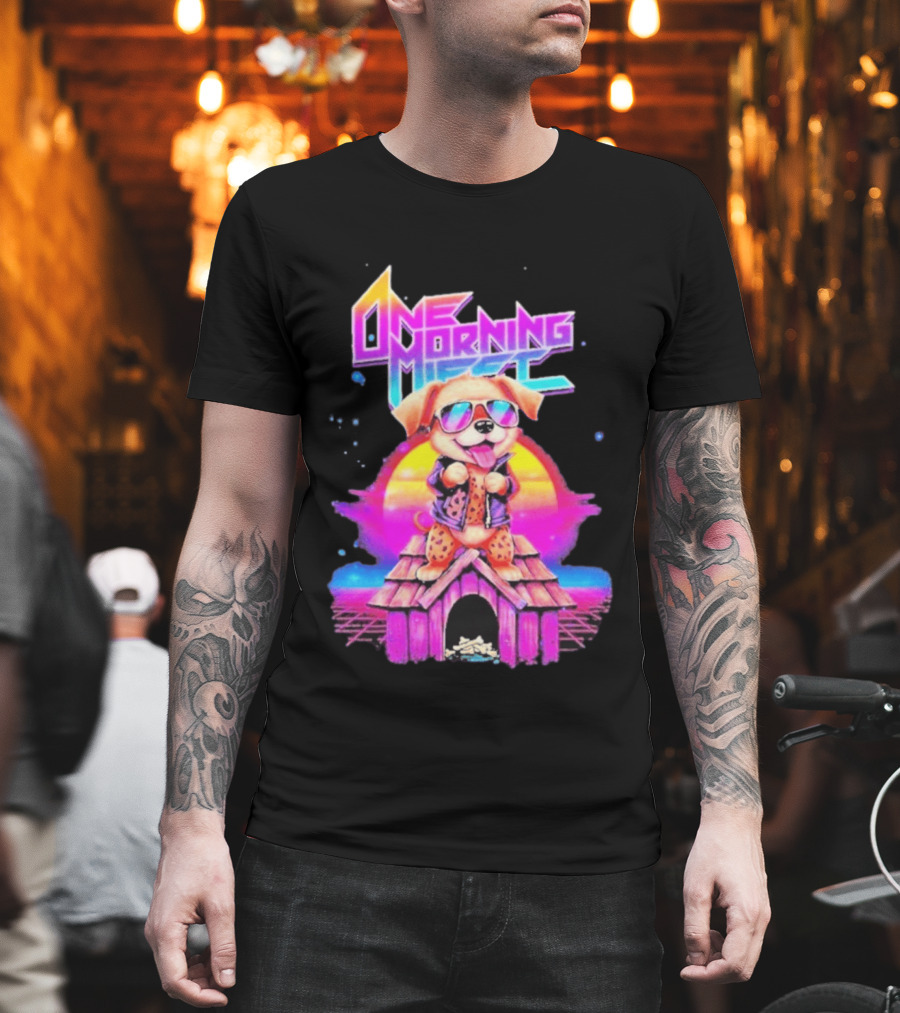 One Morning Left Puppy Doghouse 80s Retro Sunglasses Sunset Vibe T-Shirt