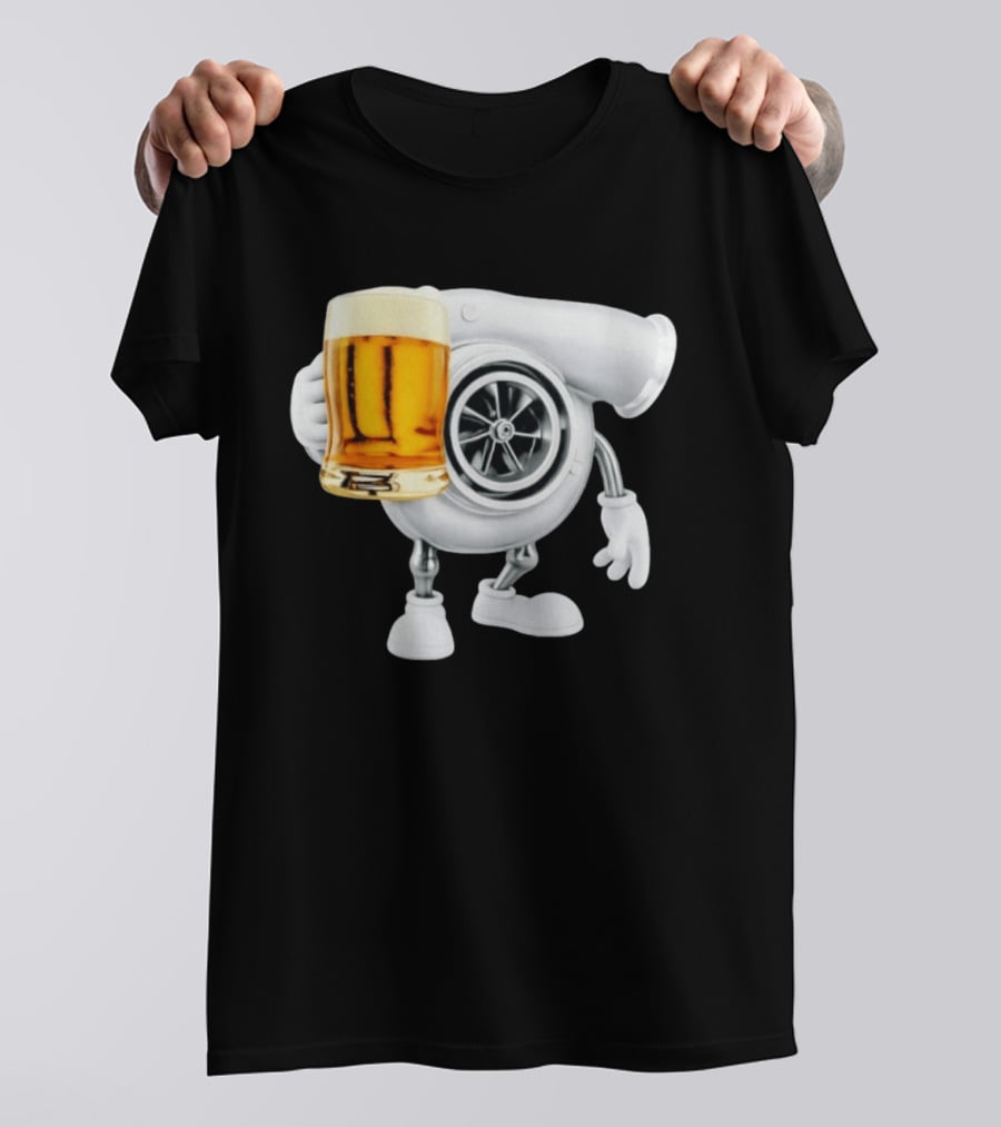 Turbo Beer Turbocharger Car Enthusiast Character With Beer T-Shirt