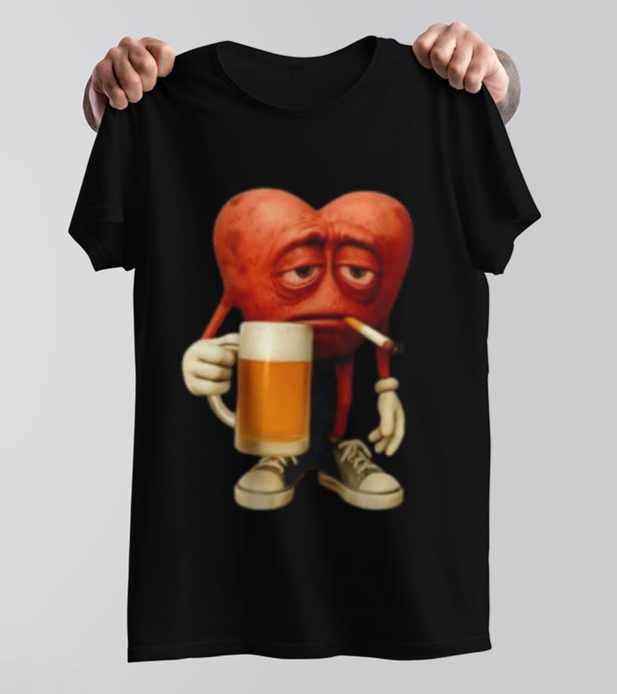 Your Heart Smoking Cigarette And Holding Beer In Sneakers T-Shirt