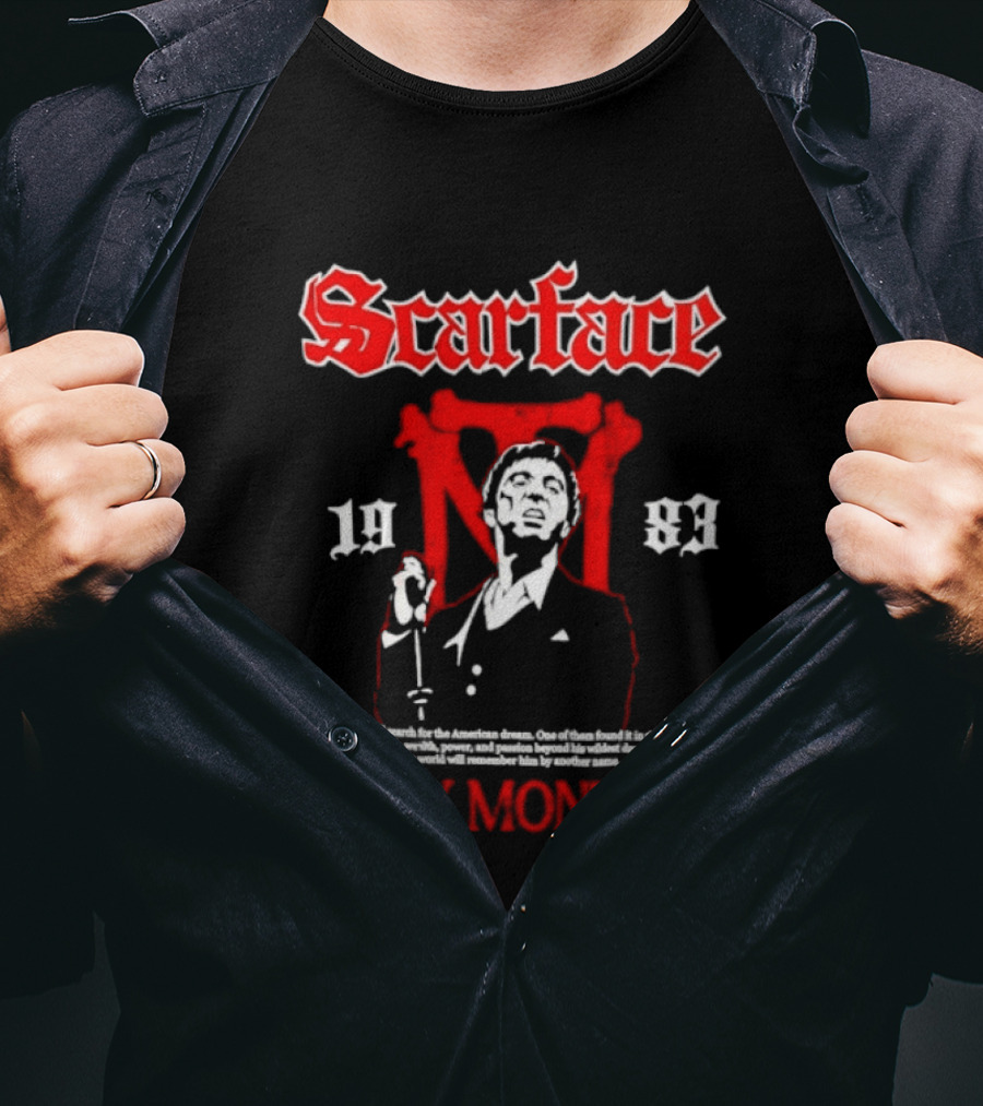 Scarface 1983 Tony Montana American Dream Red White T-Shirt
