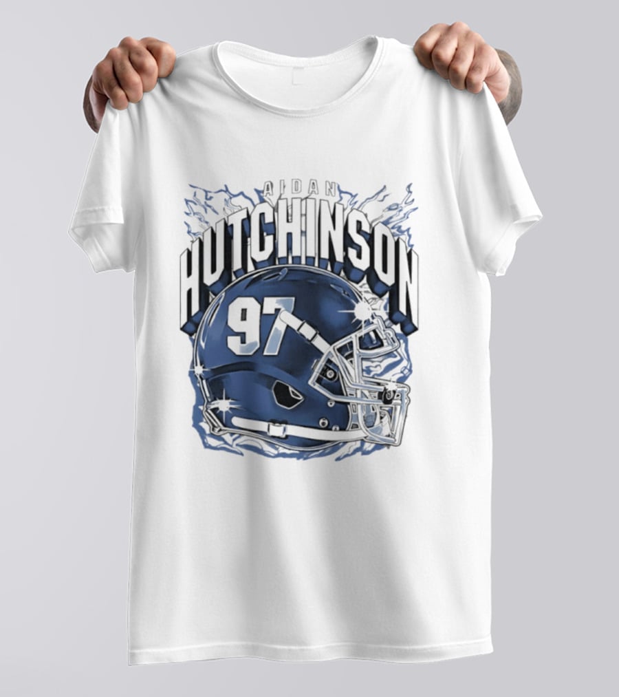 Aidan Hutchinson 97 Detroit Lions Football Helmet T-Shirt