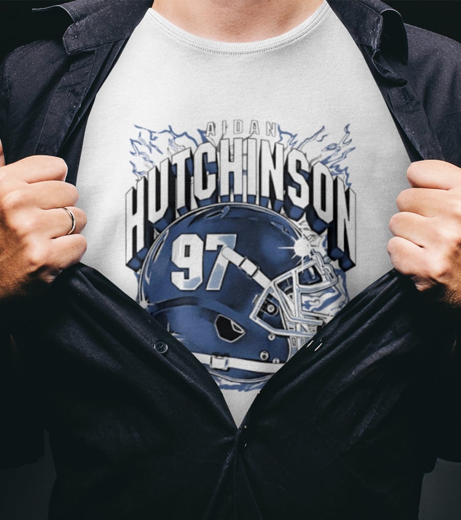 Aidan Hutchinson 97 Detroit Lions Football Helmet T-Shirt