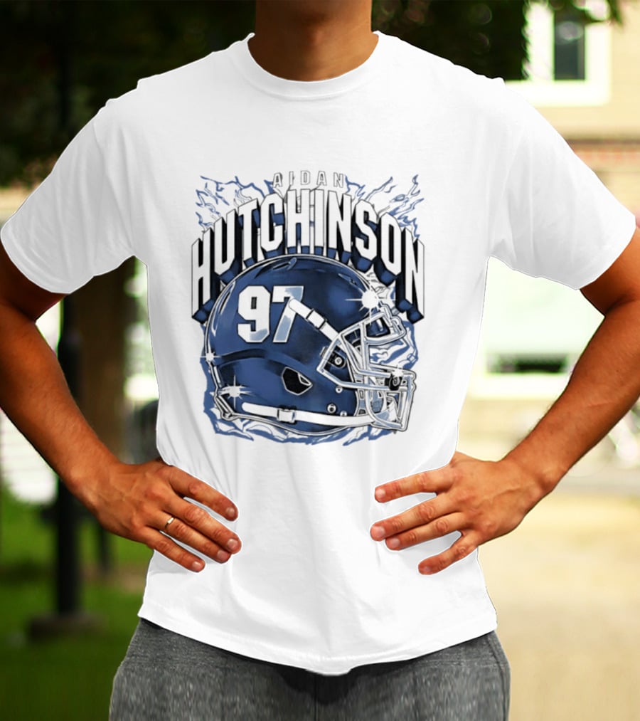 Aidan Hutchinson 97 Detroit Lions Football Helmet T-Shirt