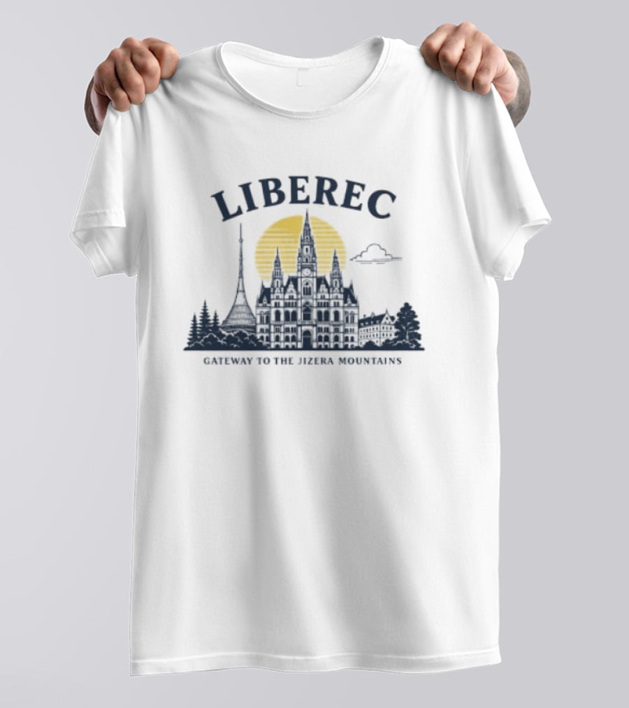 Liberec Gateway To The Jizera Mountains Skyline Silhouette With Tower And Cloud T-Shirt