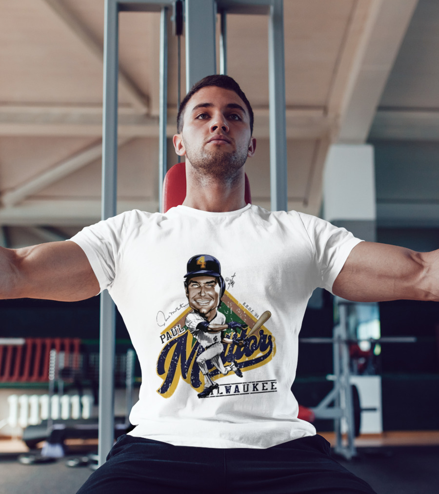 Paul Molitor Milwaukee Brewers Number 4 Bruce Stark Caricature HOF T-Shirt