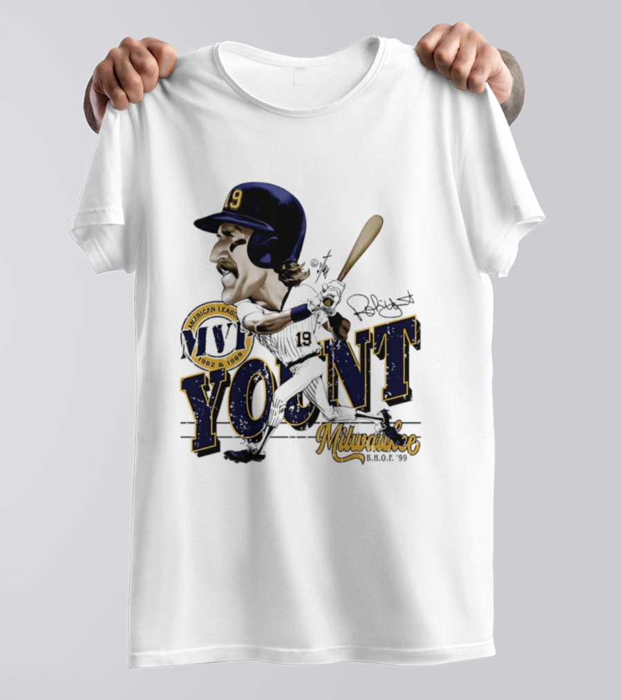 Robin Yount Milwaukee MVP American League 1982 1989 Milwaukee B.O.C. '90 T-Shirt