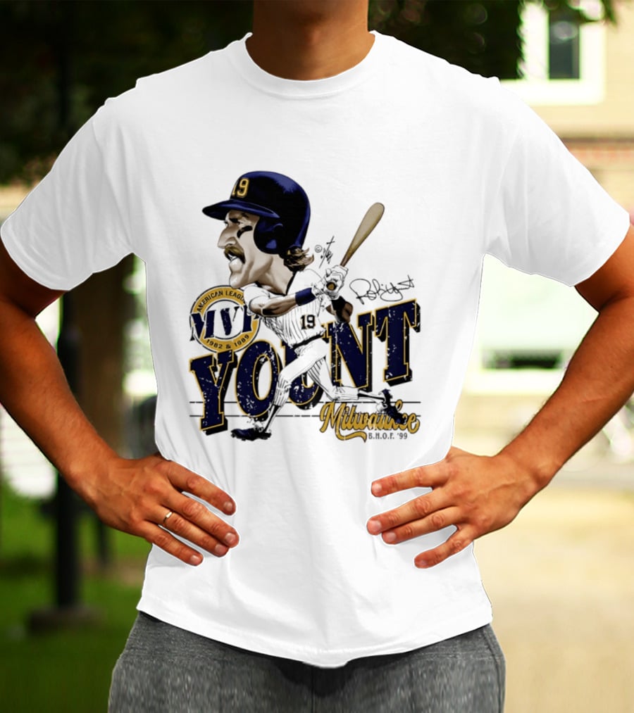 Robin Yount Milwaukee MVP American League 1982 1989 Milwaukee B.O.C. '90 T-Shirt