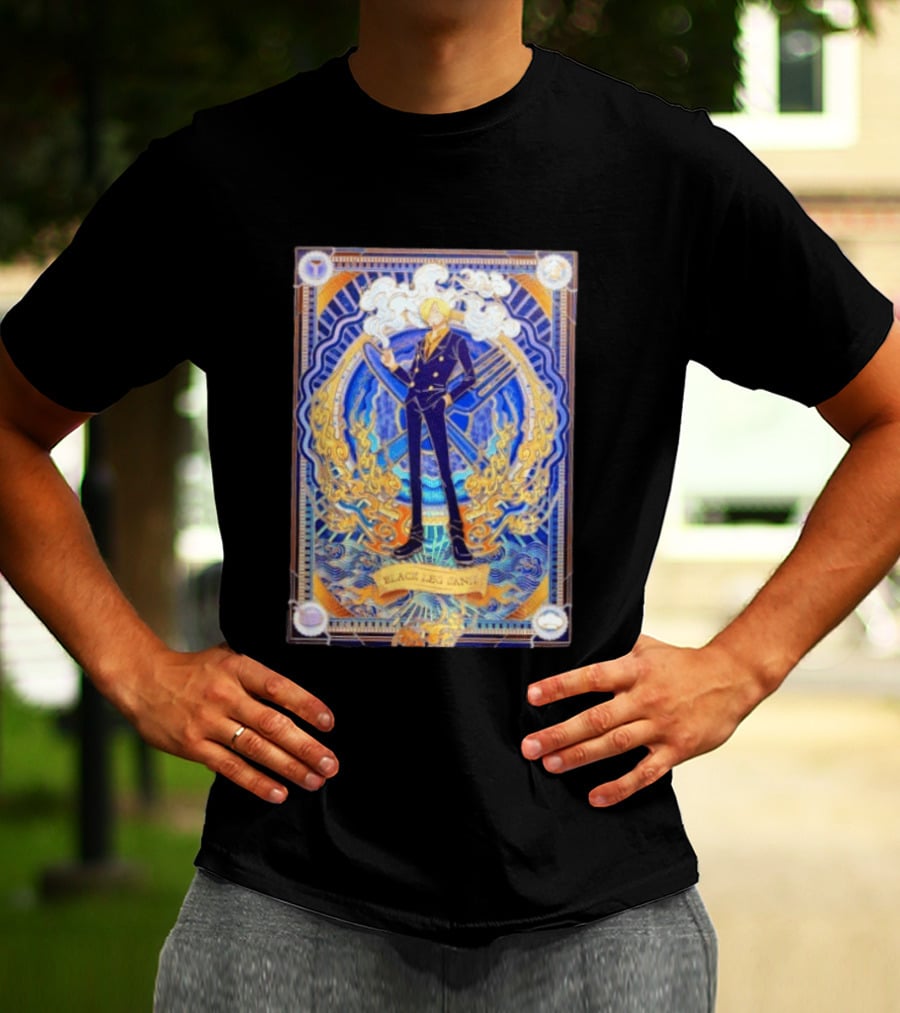 Sanji Black Leg Flames Smoking One Piece Character Art Tarot T-Shirt