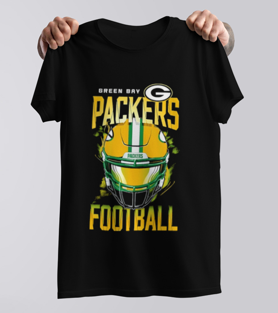 Green Bay Packers Football Helmet Packers Football T-Shirt