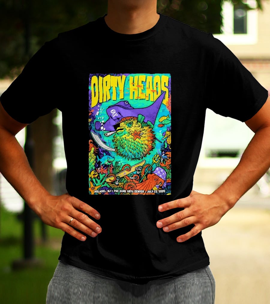 Dirty Heads Holmdel NJ July 23 2026 PNC Bank Arts Center Pirate Theme Ocean Creatures T-Shirt