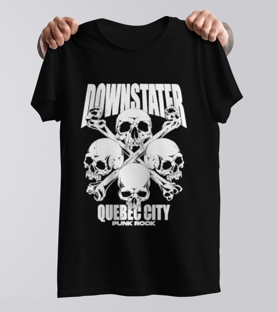 Downstater Quebec City Punk Rock Skulls Crossbones T-Shirt