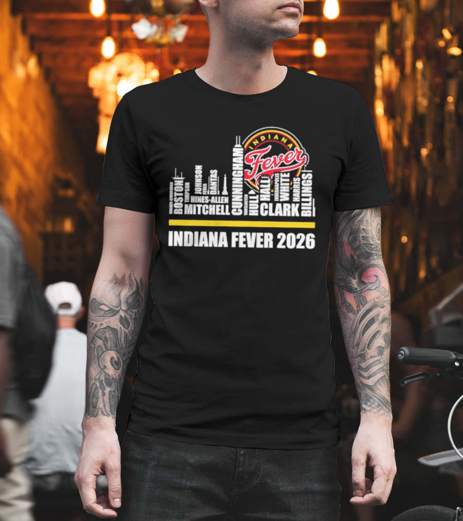 Indiana Fever 2026 Roster Skyline WNBA T-Shirt