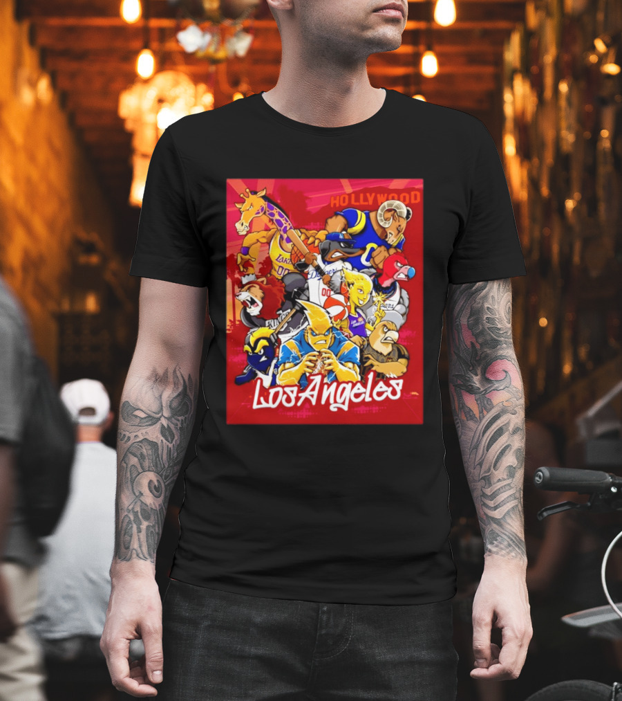Los Angeles Legends Hollywood Sports Mashup With Dodgers Lakers Kings Rams And Clippers T-Shirt