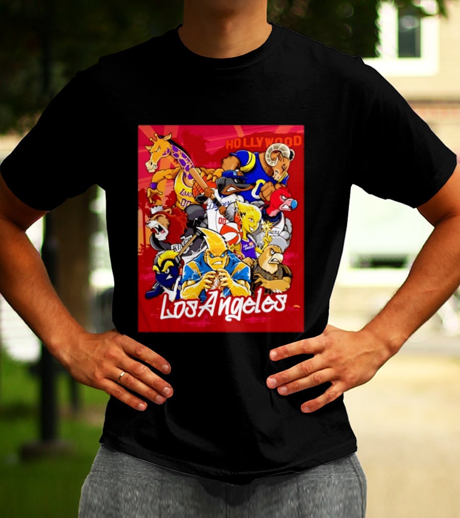 Los Angeles Legends Hollywood Sports Mashup With Dodgers Lakers Kings Rams And Clippers T-Shirt