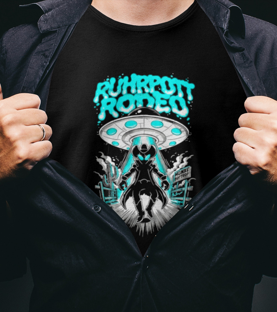 Ruhrpott Rodeo Hunxe Bottrop Alien Cowboy UFO Texas Stadium T-Shirt