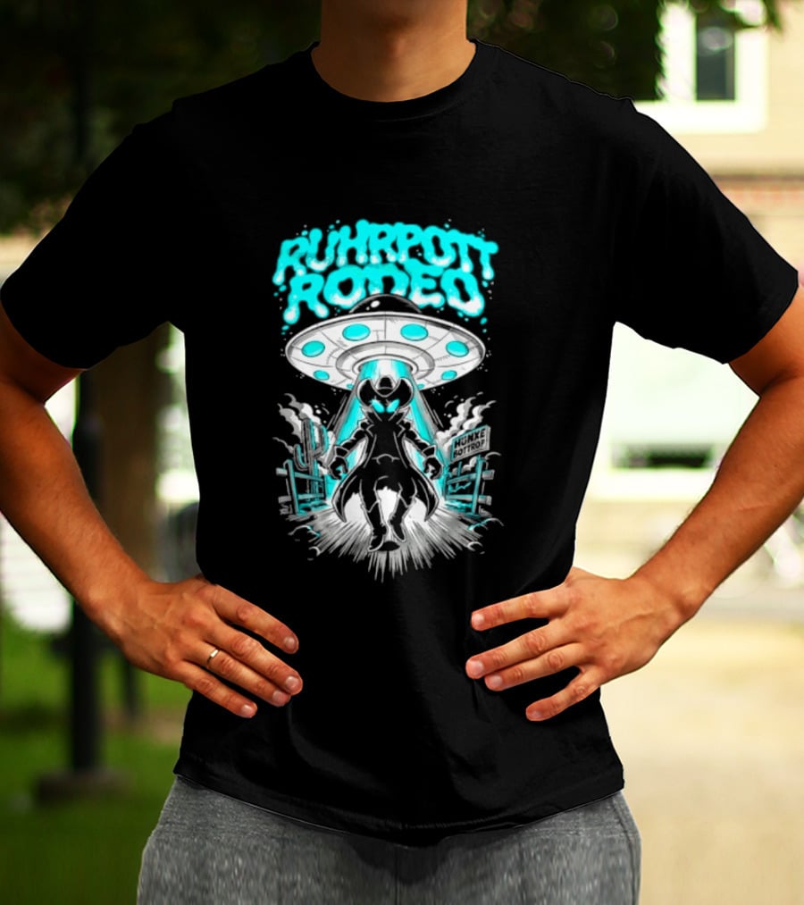 Ruhrpott Rodeo Hunxe Bottrop Alien Cowboy UFO Texas Stadium T-Shirt
